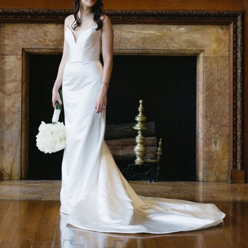 Lazaro Ivory Silk Satin Wedding Dress Style 32310